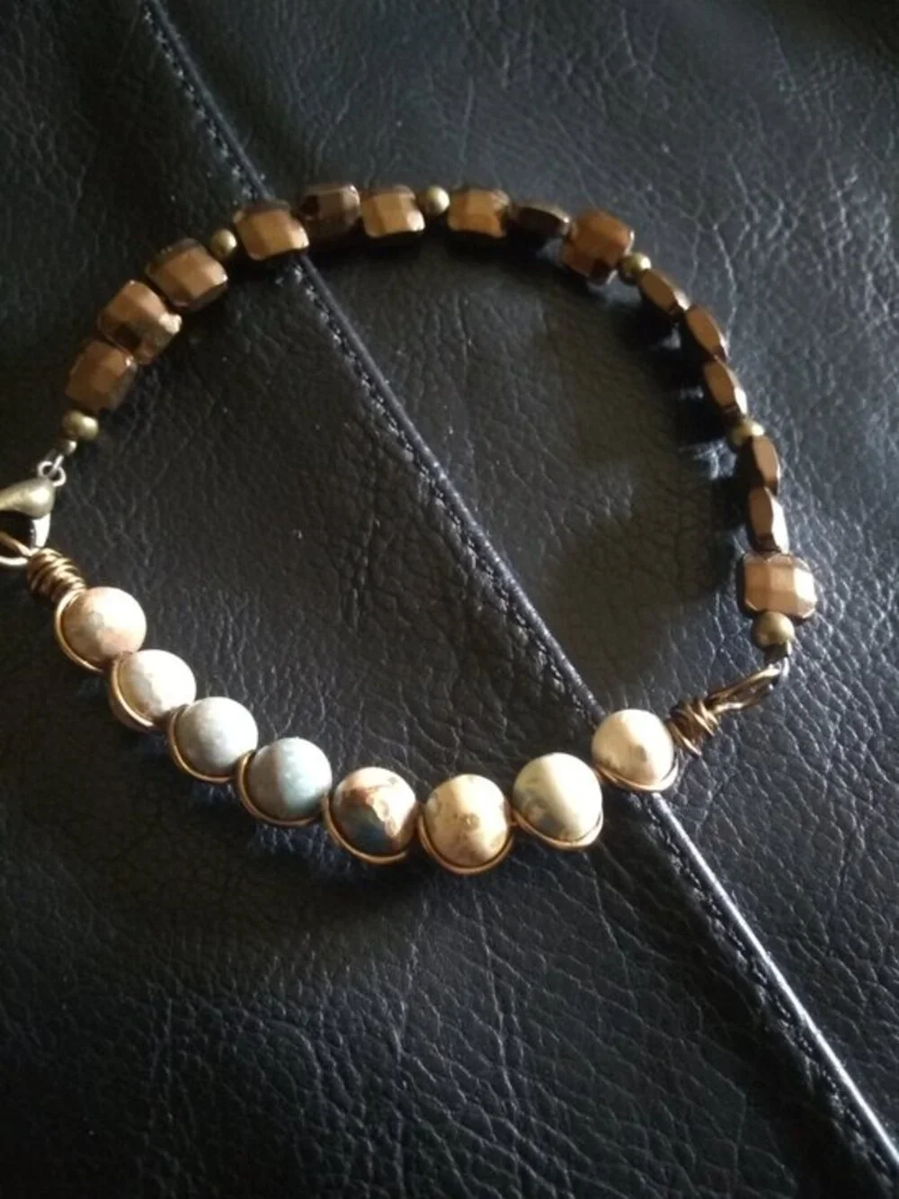 Dreamy Understated Stone & Tile Bracelet ~ 7-7.5